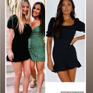 Elegant Black Puff Sleeve Dress